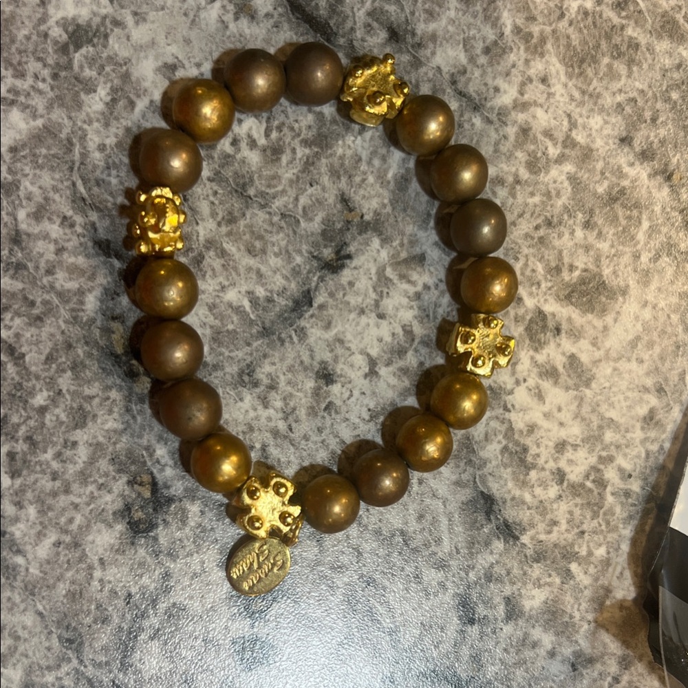 Gold and Brown Beaded Bracelet